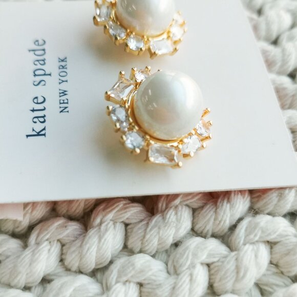 Kate Spade Candy Shop Halo Stud Earrings. Gold White Pearl - Picture 2 of 2